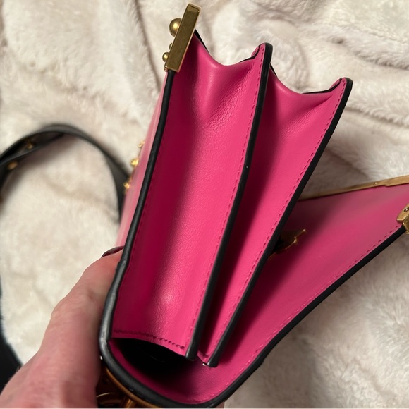 PRADA🩷City Calfskin saffiano cahier fuxia black bag💥sale!!!🔥 - Picture 10 of 13